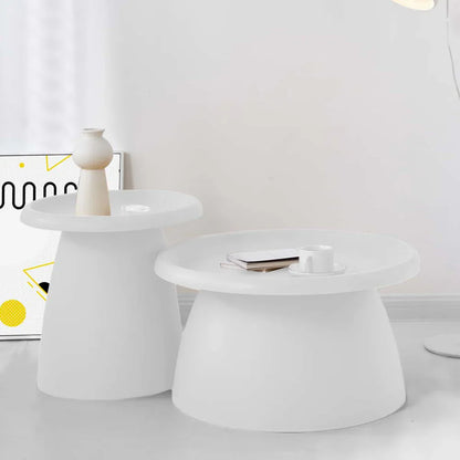 Artiss Coffee Table Round 71CM Plastic White - Mekamart Australia
