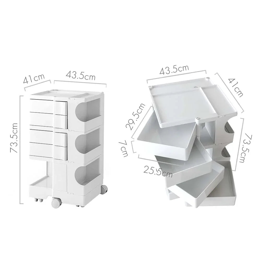 Artiss Storage Trolley Cart Bedside Table 5 Tier White - Mekamart Australia