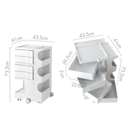 Artiss Storage Trolley Cart Bedside Table 5 Tier White - Mekamart Australia