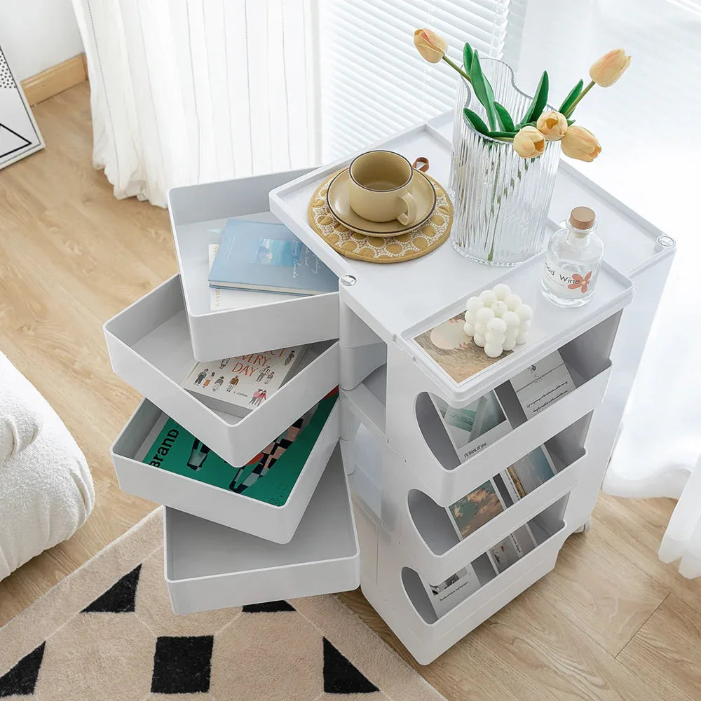 Artiss Storage Trolley Cart Bedside Table 5 Tier White - Mekamart Australia