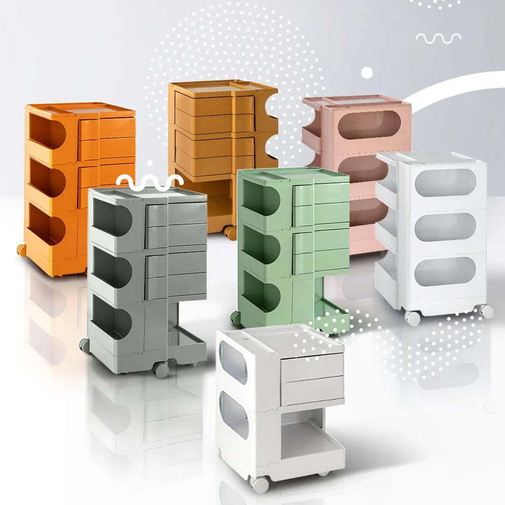 Artiss Storage Trolley Cart Bedside Table 5 Tier White - Mekamart Australia