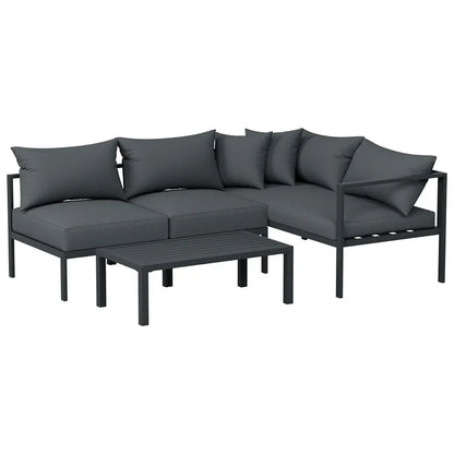 Gardeon 4 Seater Outdoor Sofa Set Aluminium Patio Furniture Setting 4PC Charcoal - Mekamart Australia