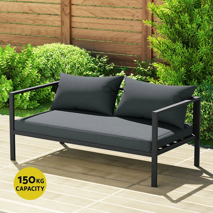 Gardeon 4 Seater Outdoor Sofa Set Aluminium Patio Furniture Setting 4PC Charcoal - Mekamart Australia