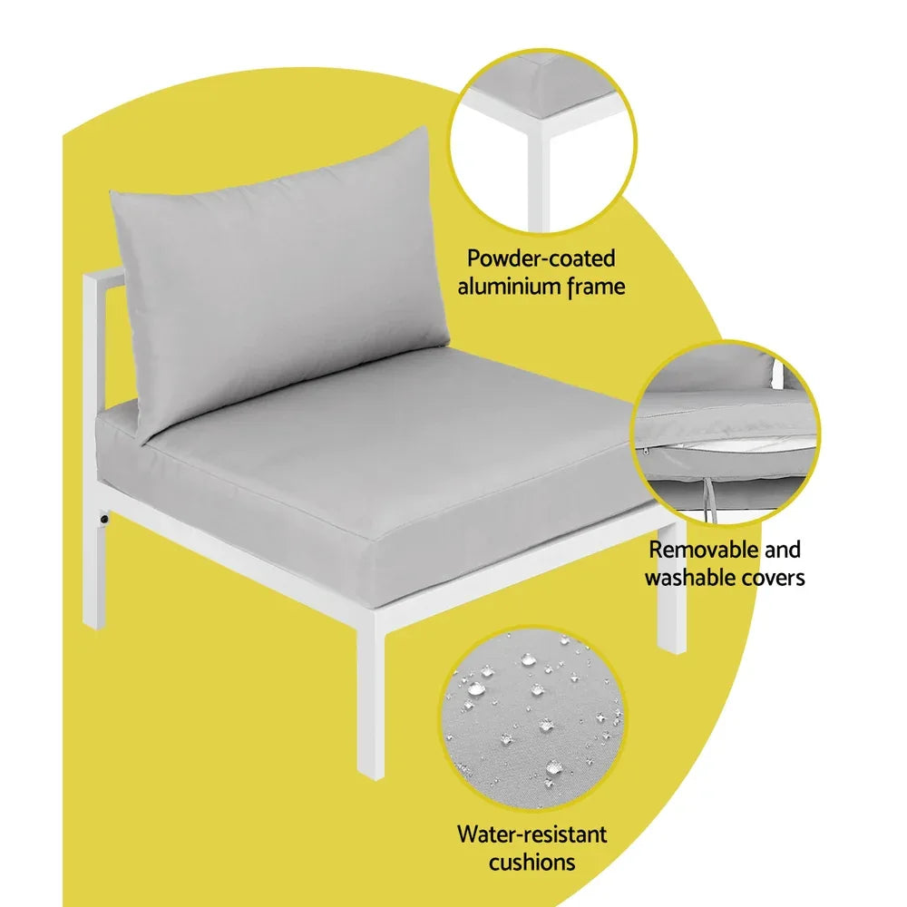 Gardeon 4 Seater Outdoor Sofa Set Aluminium Lounge Setting - Mekamart Australia