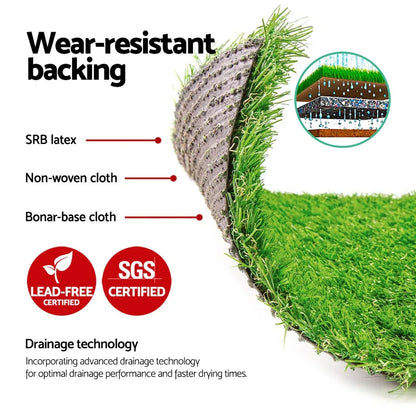 Prime Turf Artificial Grass 20mm 1mx10m Synthetic Fake Lawn Turf Plastic Plant 4-coloured - Mekamart Australia