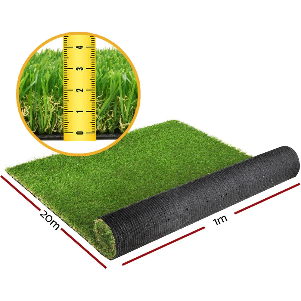 Prime Turf Artificial Grass 30mm 1mx20m Synthetic Fake Lawn Turf Plastic Plant 4-coloured - Mekamart Australia