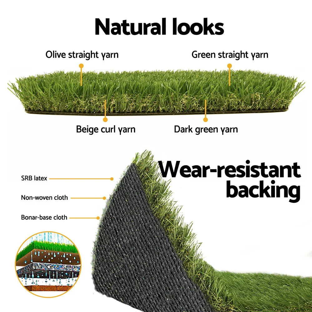 Prime Turf Artificial Grass 45mm 1mx10m Synthetic Fake Lawn Turf Plastic Plant 4-coloured - Mekamart Australia