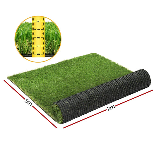 Prime Turf Artificial Grass 30mm 2mx5m Synthetic Fake Lawn Turf Plastic Plant 4-coloured - Mekamart Australia