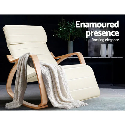 Artiss Rocking Armchair Footrest Nursing Beige Afton - Mekamart Australia