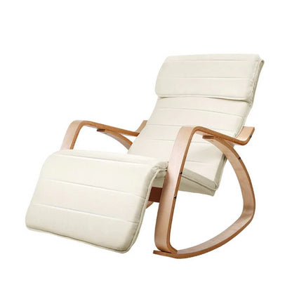 Artiss Rocking Armchair Footrest Nursing Beige Afton - Mekamart Australia