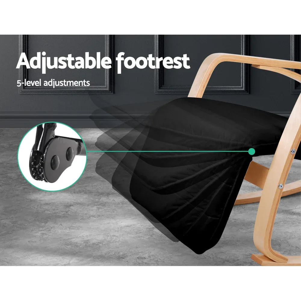 Artiss Rocking Armchair Footrest Nursing Black Afton - Mekamart Australia