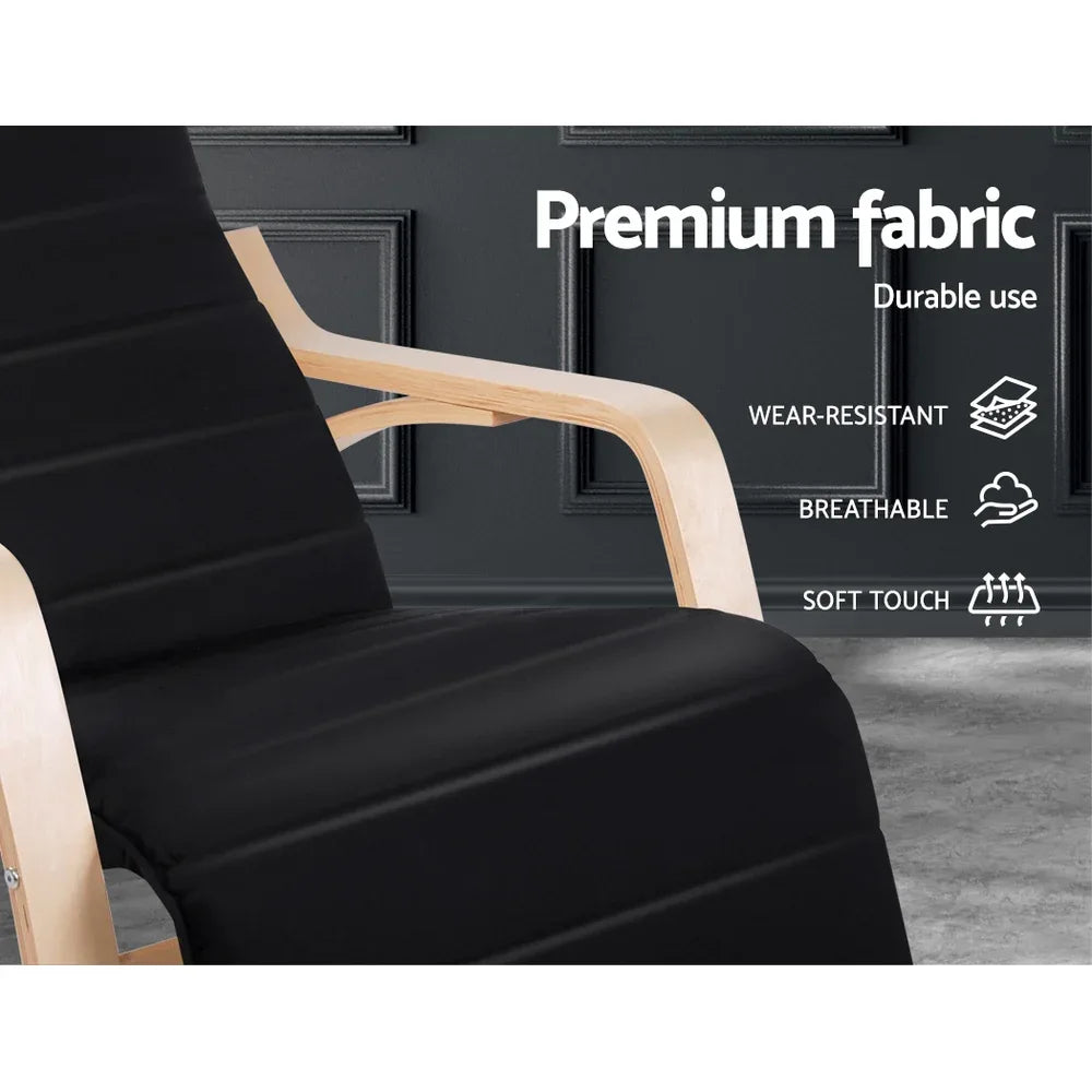 Artiss Rocking Armchair Footrest Nursing Black Afton - Mekamart Australia