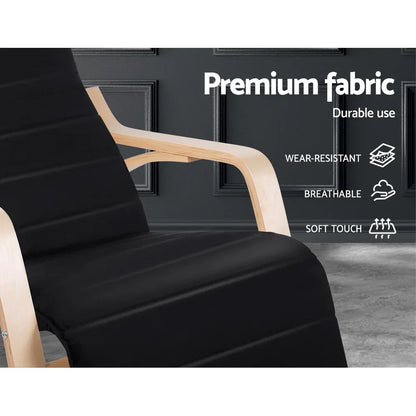 Artiss Rocking Armchair Footrest Nursing Black Afton - Mekamart Australia