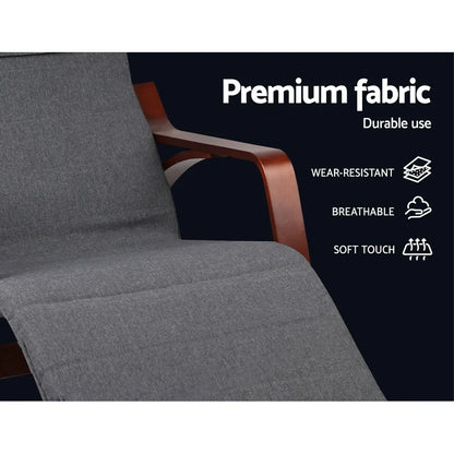 Artiss Rocking Armchair Footrest Nursing Charcoal Afton - Mekamart Australia