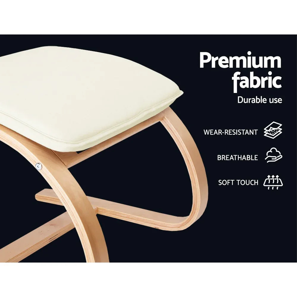 Artiss Rocking Armchair Footstool Bentwood Beige - Mekamart Australia