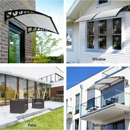 Instahut Window Door Awning 0.8mx1m Transparent - Mekamart Australia