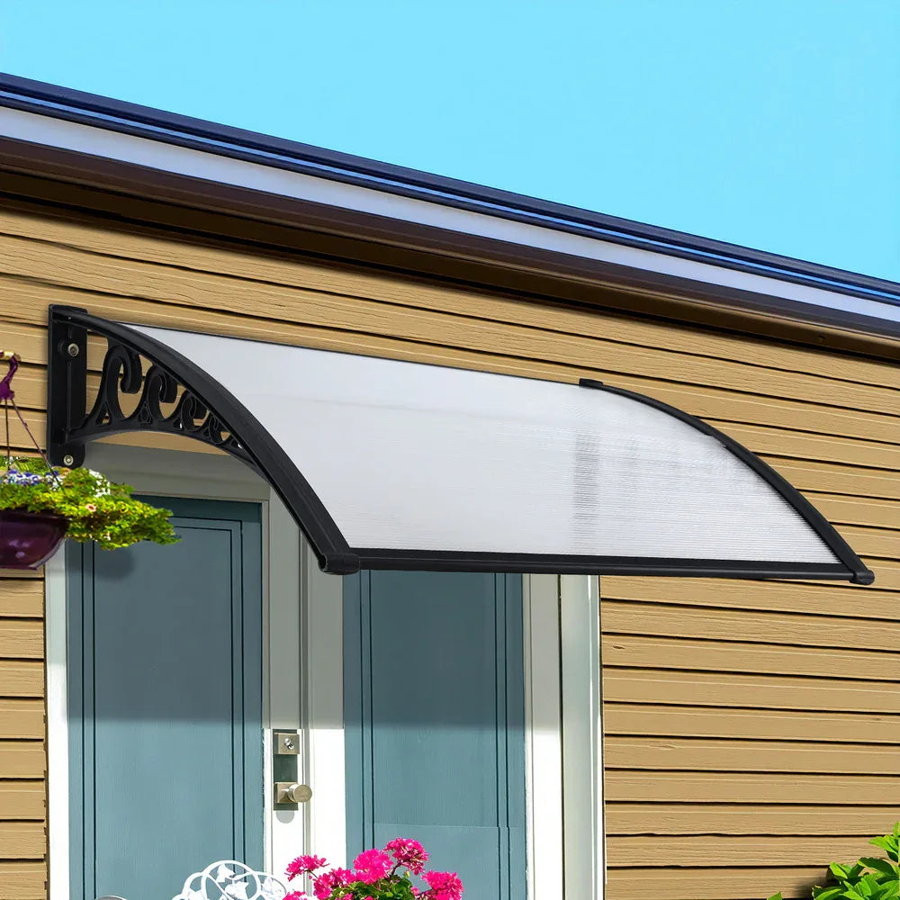 Instahut Window Door Awning 0.8mx1m Transparent - Mekamart Australia