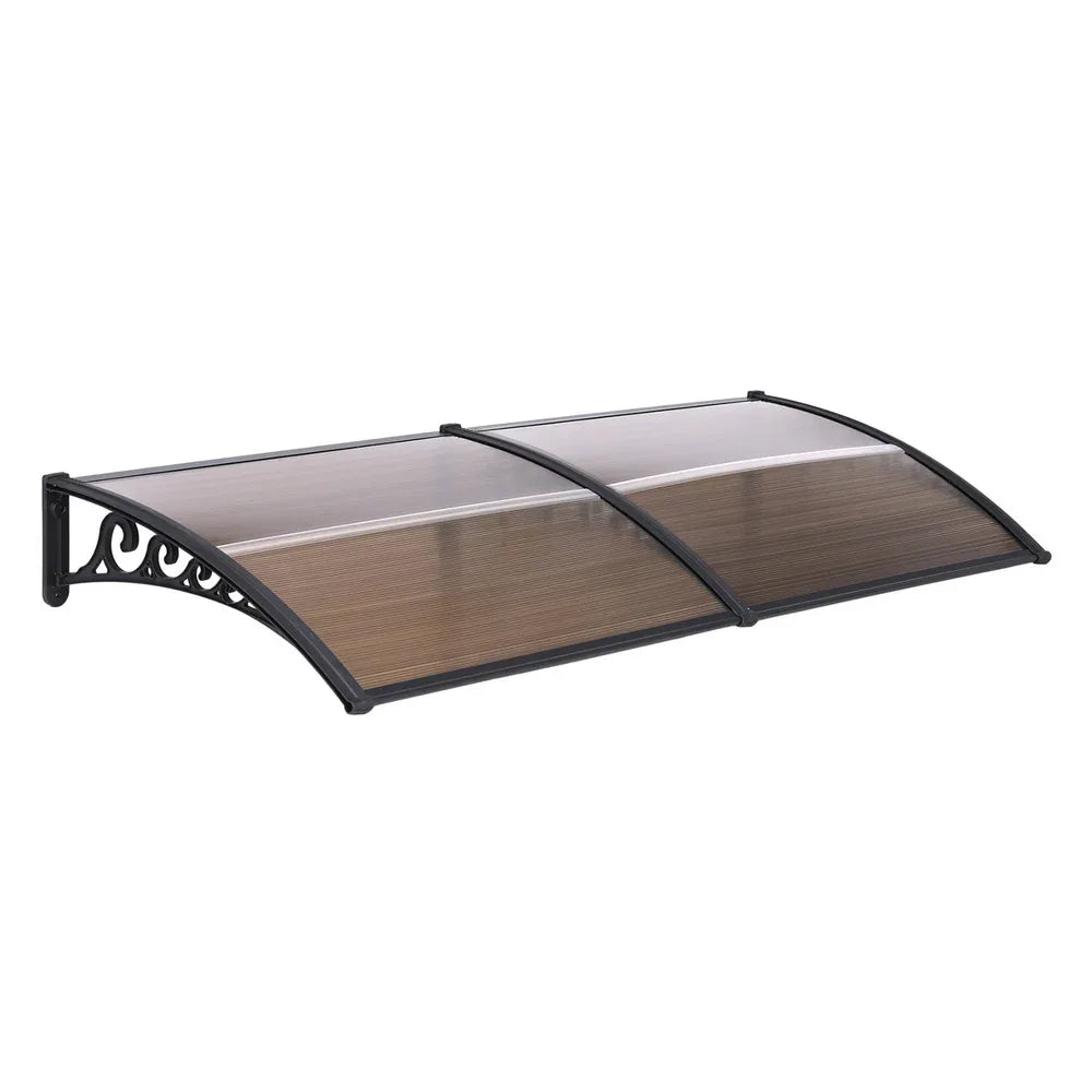 Instahut Window Door Awning 0.8mx2m Brown - Mekamart Australia