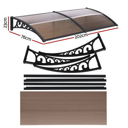 Instahut Window Door Awning 0.8mx2m Brown - Mekamart Australia