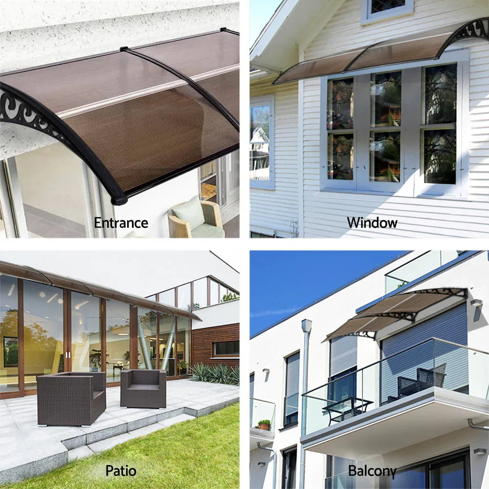 Instahut Window Door Awning 0.8mx2m Brown - Mekamart Australia