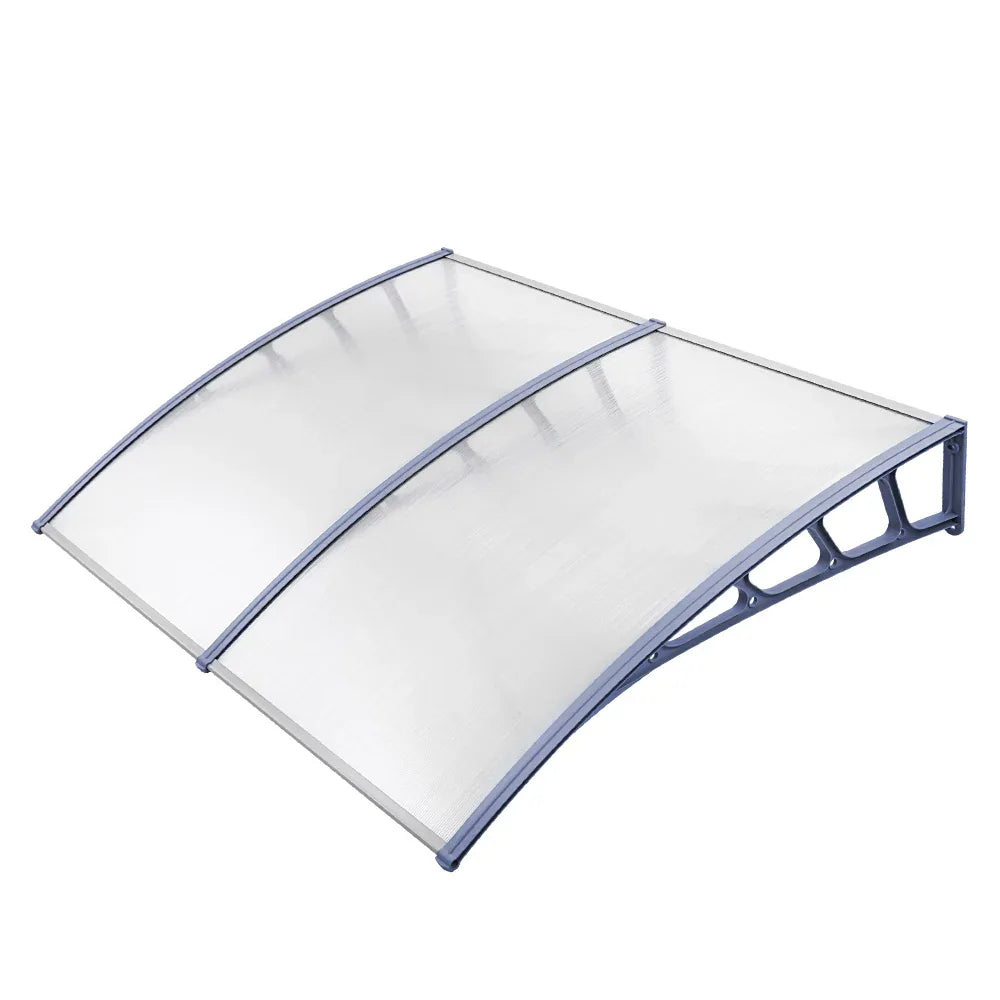 Instahut Window Door Awning Canopy 1.5mx2m Transparent Sheet Grey Plastic Frame - Mekamart Australia