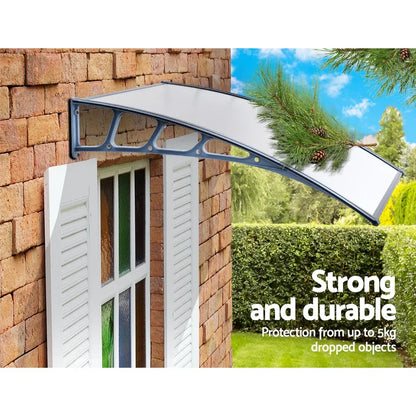 Instahut Window Door Awning Canopy 1.5mx2m Transparent Sheet Grey Plastic Frame - Mekamart Australia