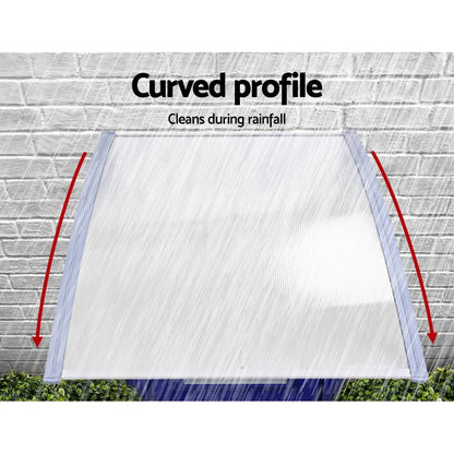 Instahut Window Door Awning Canopy 1.5mx2m Transparent Sheet Grey Plastic Frame - Mekamart Australia