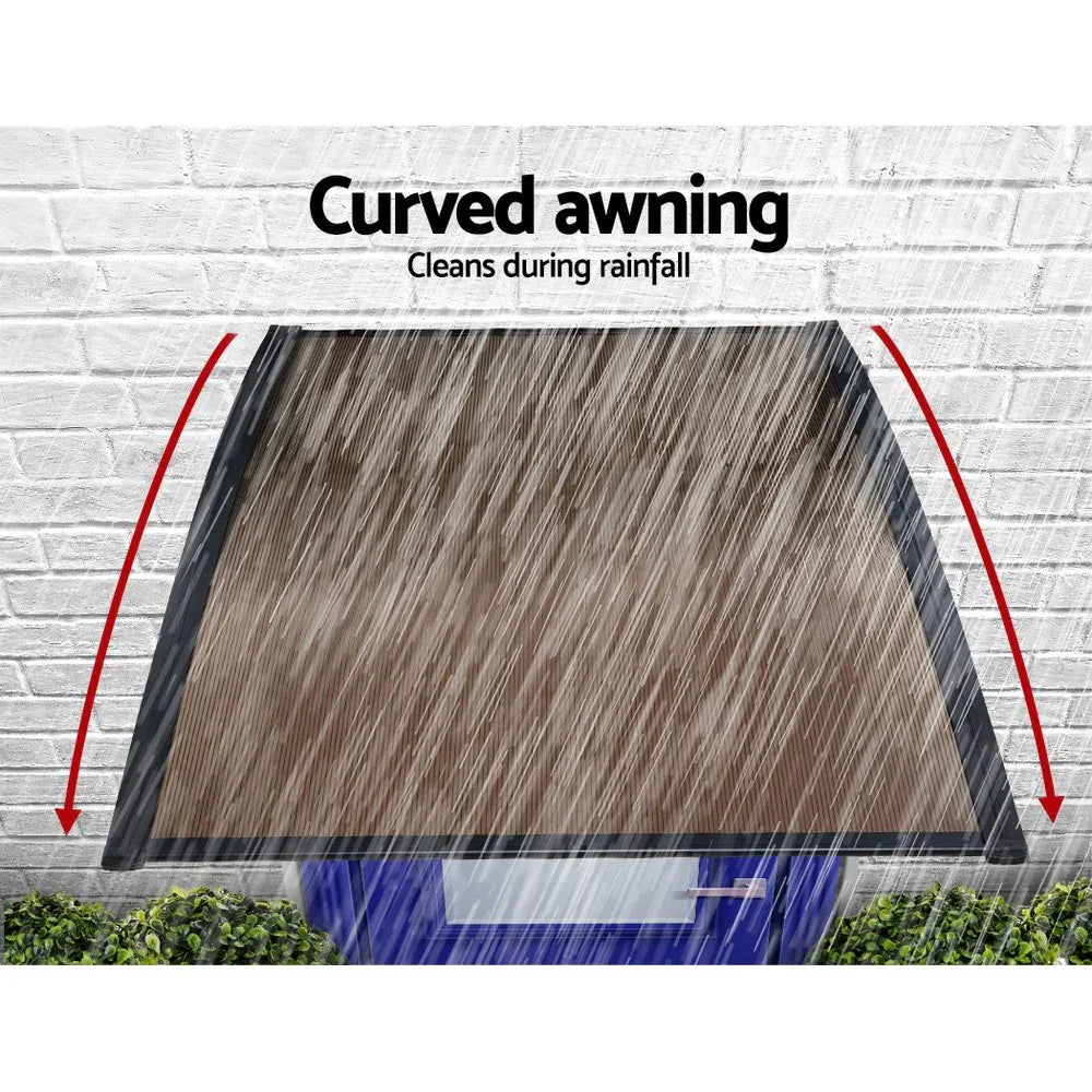 Instahut Window Door Awning Canopy 1.5mx3m Brown Sheet Black Plastic Frame - Mekamart Australia