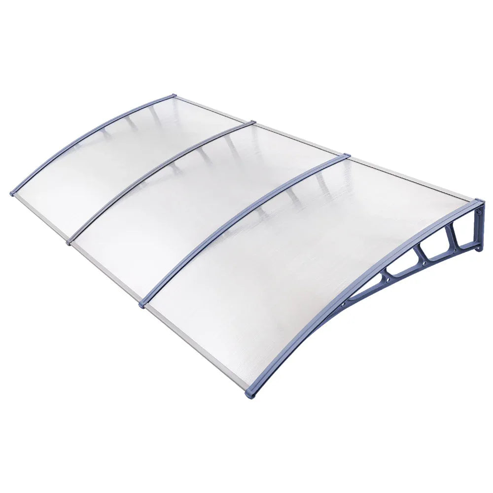 Instahut Window Door Awning Canopy 1.5mx3m Transparent Sheet Grey Plastic Frame - Mekamart Australia