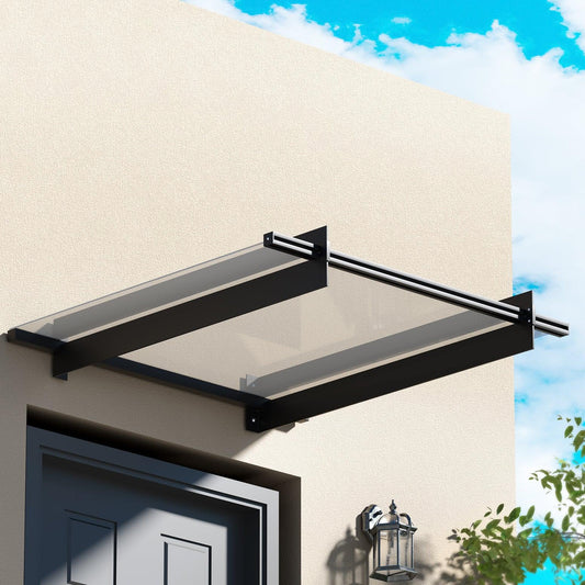 Instahut Window Door Awning Canopy 1mx1m Flat Transparent Sheet Metal Frame - Mekamart Australia