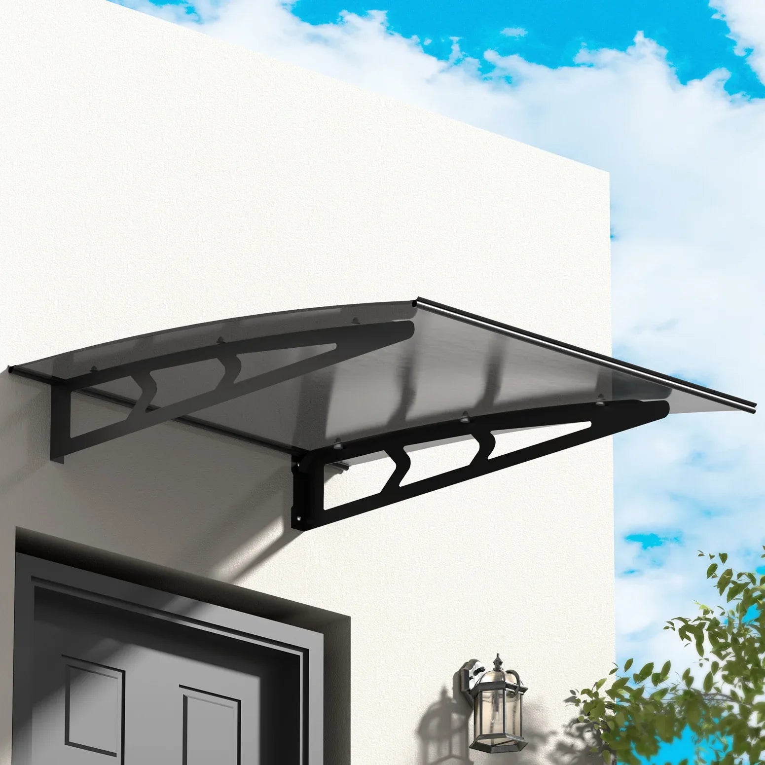 Instahut Window Door Awning Canopy 1mx1m Grey Solid Sheet Metal Frame - Mekamart Australia