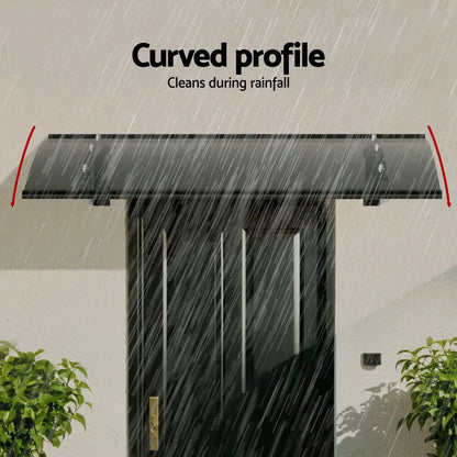 Instahut Window Door Awning Canopy 1mx1m Grey Solid Sheet Metal Frame - Mekamart Australia