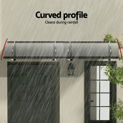 Instahut Window Door Awning Canopy 1mx2m Grey Solid Sheet Metal Frame - Mekamart Australia