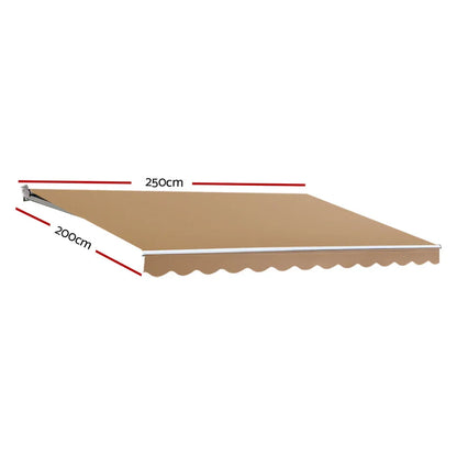 Instahut Retractable Folding Arm Awning Manual Sunshade 2.5Mx2M Beige - Mekamart Australia