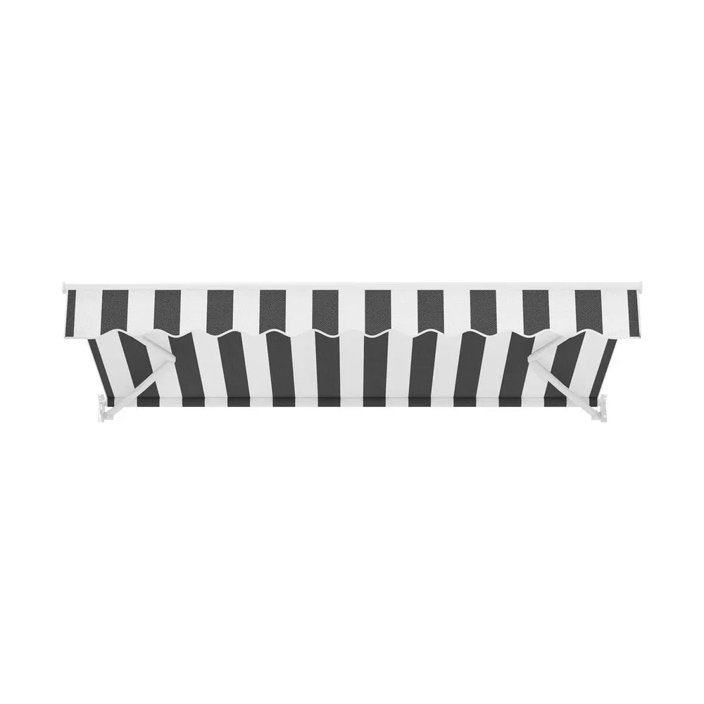 Instahut Retractable Folding Arm Awning Manual Sunshade 2.5Mx2M Grey White - Mekamart Australia