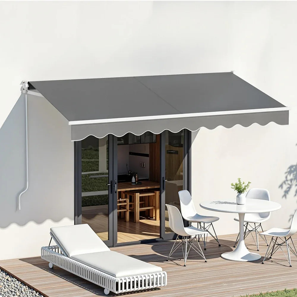 Instahut Retractable Folding Arm Awning Manual Sunshade 3M X 2M Grey - Mekamart Australia