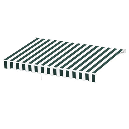 Instahut Retractable Folding Arm Awning Manual Sunshade 3Mx2.5M Green White - Mekamart Australia