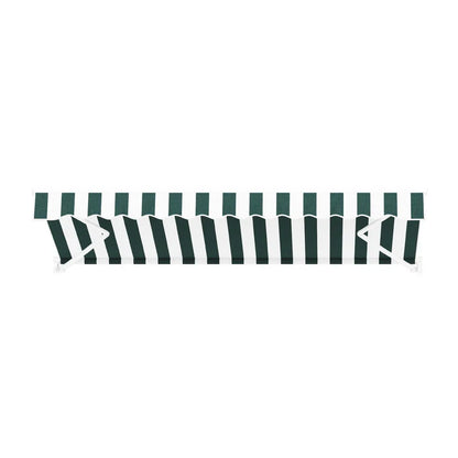 Instahut Retractable Folding Arm Awning Manual Sunshade 3Mx2.5M Green White - Mekamart Australia