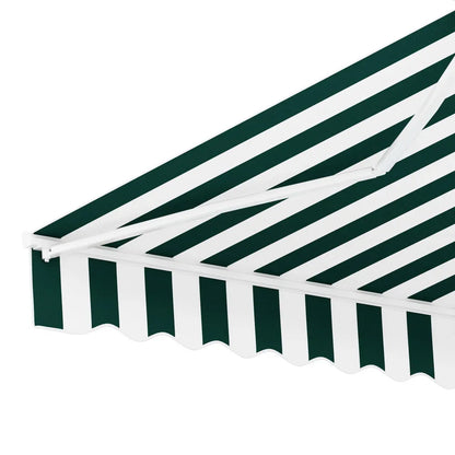 Instahut Retractable Folding Arm Awning Manual Sunshade 3Mx2.5M Green White - Mekamart Australia