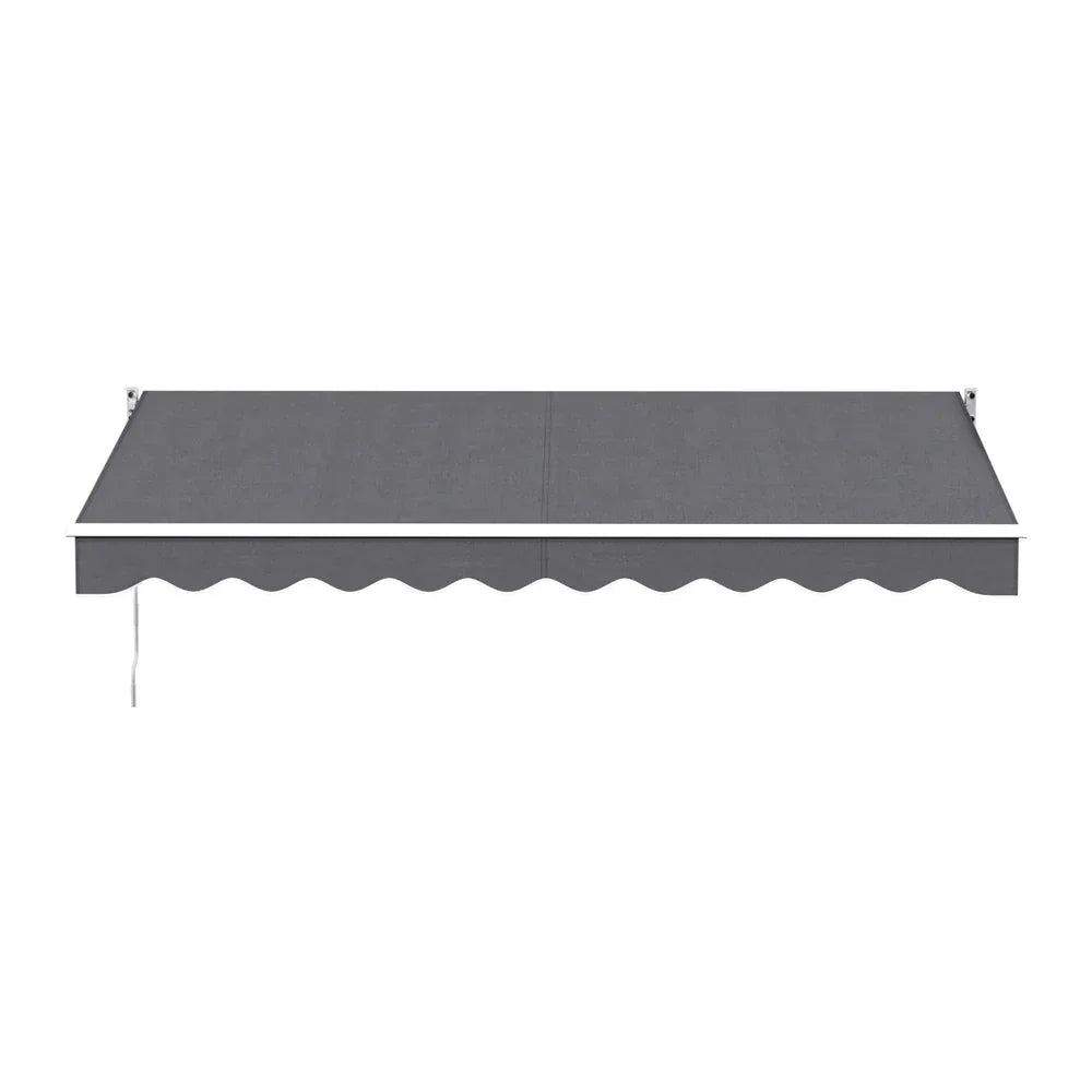 Instahut Retractable Folding Arm Awning Manual Sunshade 3.5M X 2.5M Grey - Mekamart Australia