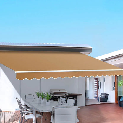 Instahut Retractable Folding Arm Awning Manual Sunshade 4Mx3M Beige - Mekamart Australia