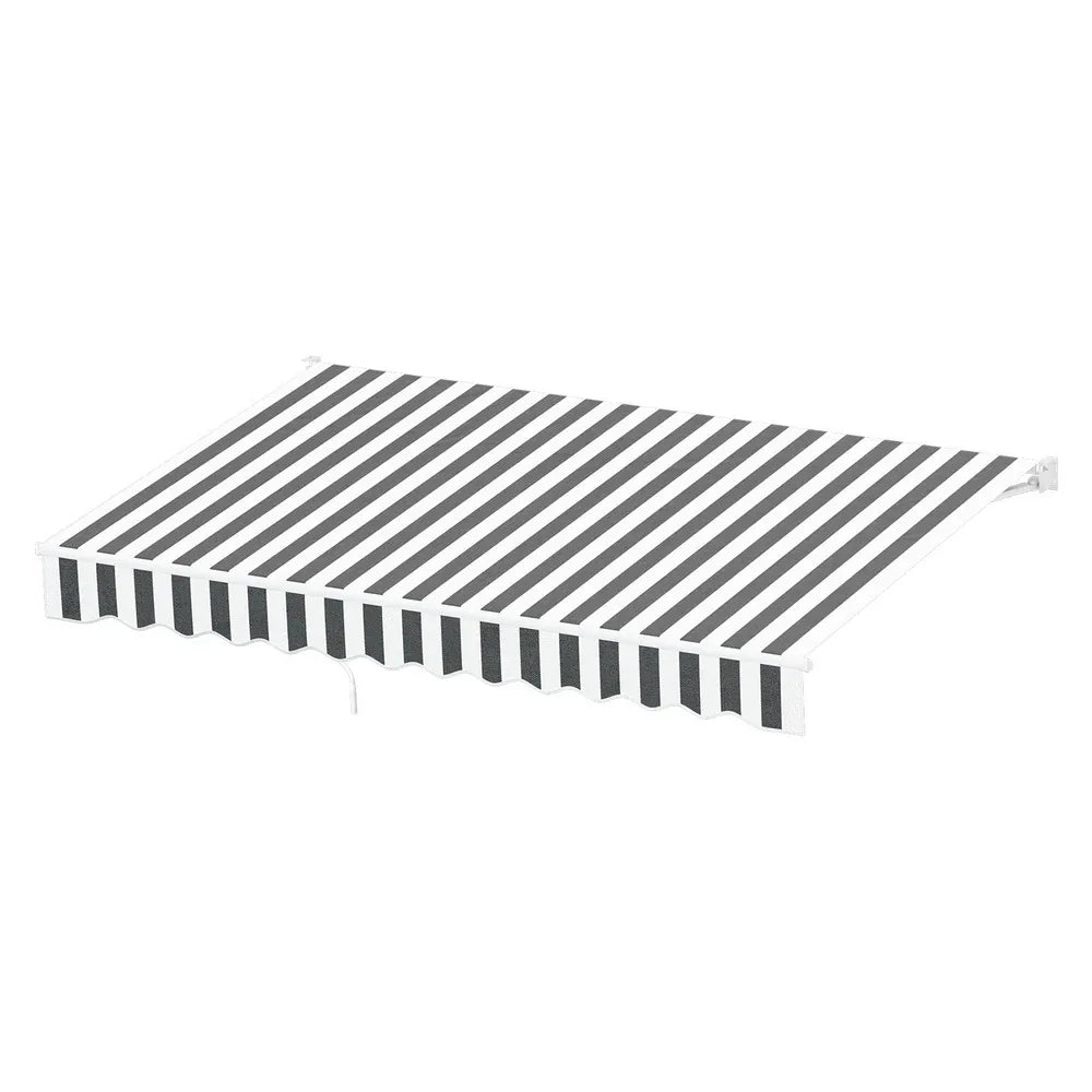 Instahut Retractable Folding Arm Awning Manual Sunshade 4Mx3M Grey White - Mekamart Australia