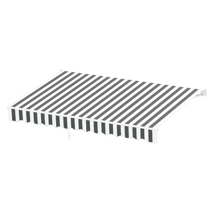 Instahut Retractable Folding Arm Awning Manual Sunshade 4Mx3M Grey White - Mekamart Australia