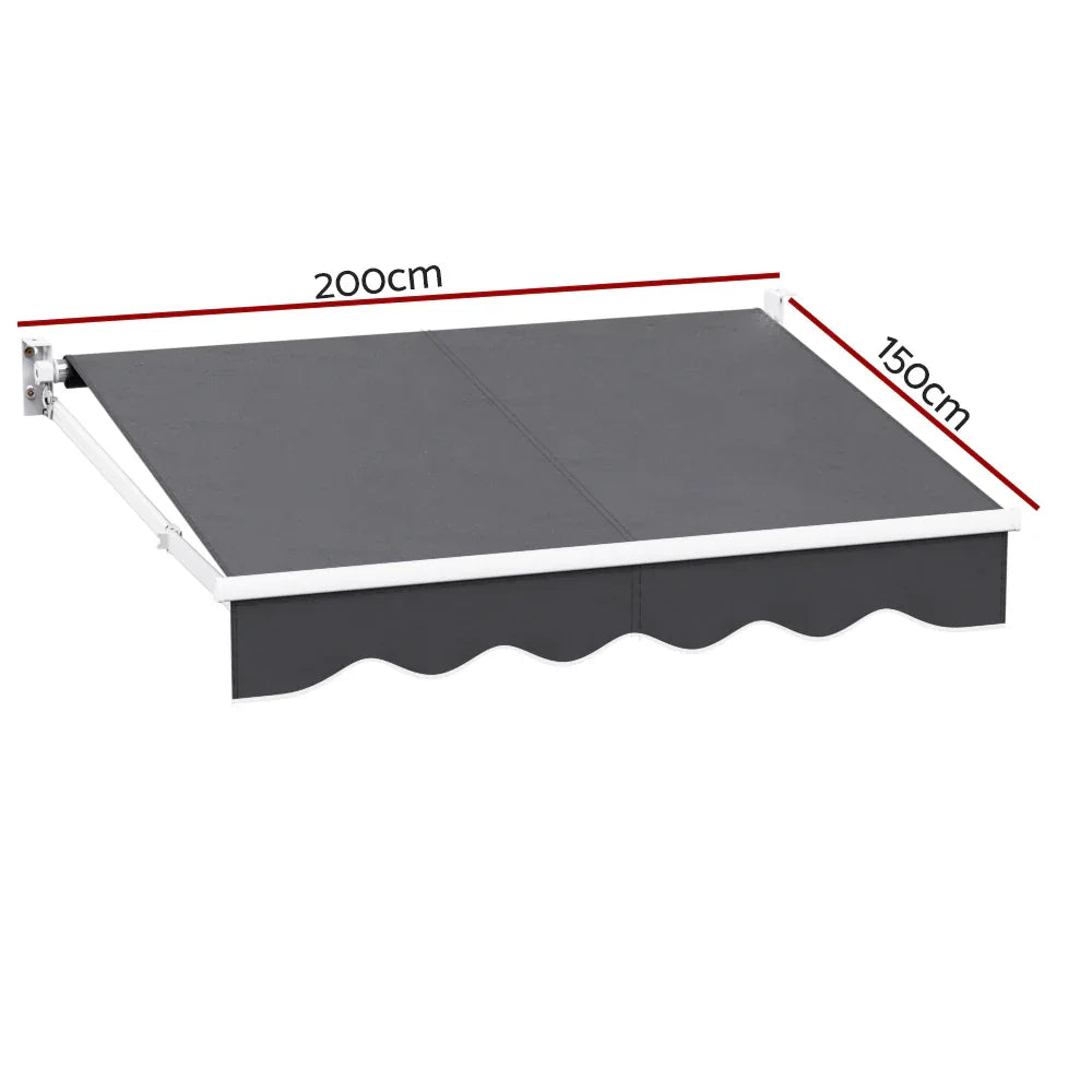 Instahut Retractable Folding Arm Awning Motorised Sunshade 2Mx1.5M Grey - Mekamart Australia