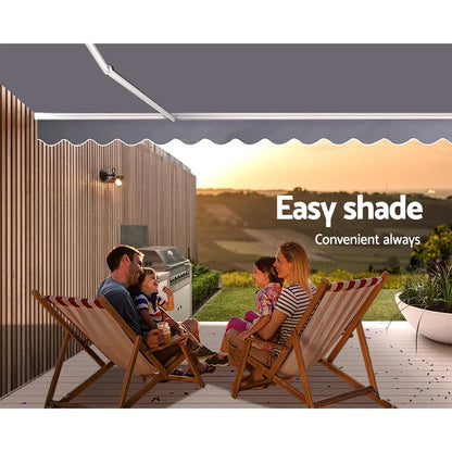 Instahut Retractable Folding Arm Awning Motorised Sunshade 2.5Mx2M Grey - Mekamart Australia