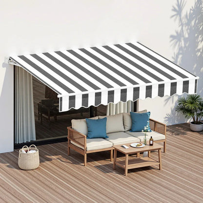 Instahut Retractable Folding Arm Awning Motorised Sunshade 2.5Mx2M Grey White - Mekamart Australia