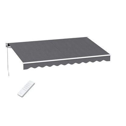 Instahut Retractable Folding Arm Awning Motorised Sunshade 3M X 2M Grey - Mekamart Australia
