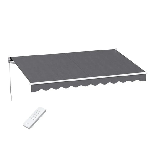 Instahut Retractable Folding Arm Awning Motorised Sunshade 3M X 2M Grey - Mekamart Australia
