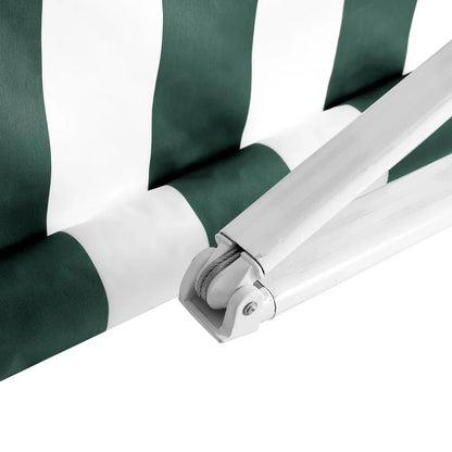 Instahut Retractable Folding Arm Awning Motorised Sunshade 3Mx2.5M Green White - Mekamart Australia