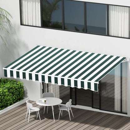 Instahut Retractable Folding Arm Awning Motorised Sunshade 3Mx2.5M Green White - Mekamart Australia